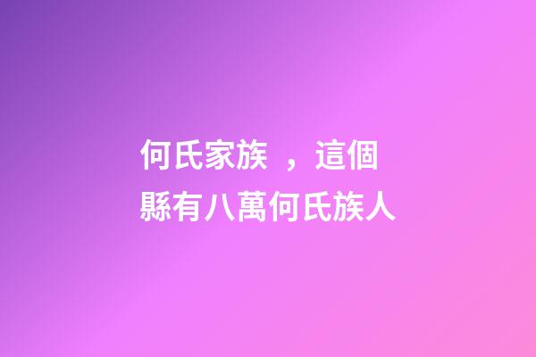 何氏家族，這個縣有八萬何氏族人-第1張-觀點-玄機派